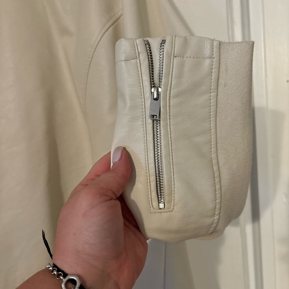 Cream Faux Leather Jacket - Picture 4 of 6